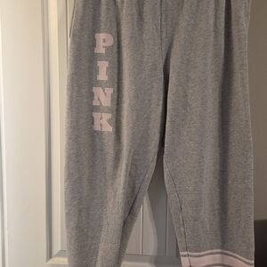 PINK Victoria's Secret Gray Joggers with Pink Accents